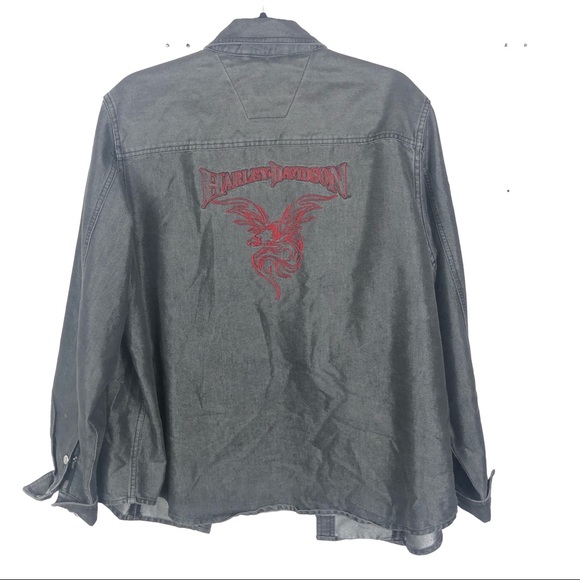 HARLEY-DAVIDSON embroidered button up top U26 - Picture 1 of 8